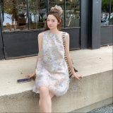 【现货】新中式斜襟无袖背心连衣裙B208-9056-P135K188，女装连衣裙，浙宝208