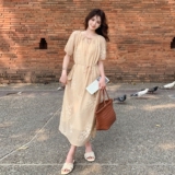 【现货】橘色休闲泡泡袖刺绣连衣裙B208-9021-P125K178，女装连衣裙，浙宝208