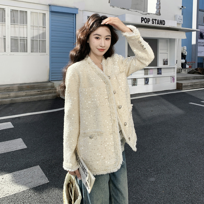 【新款】白色亮片气质款小香外套B208-268005-P165K289,女装短外套,浙宝208