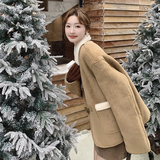 现货数据好！复古美拉德系加厚皮毛一体外套B208-8059-P180K278，女装短外套，浙宝208