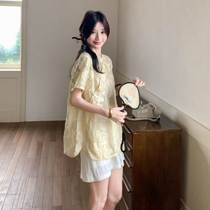 【现货】套装 黄色新中式斜襟上衣＋短裤B208-9068-P155K228图片