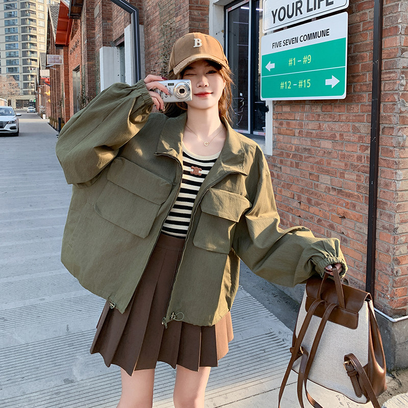 秋款现货！军绿色工装外套B208-8001-P125K178,女装短外套,浙宝208
