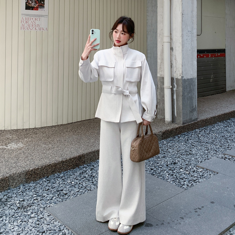 【新款】工装风立领外套＋阔腿裤B208-268007-P195K319,女装运动套装,浙宝208