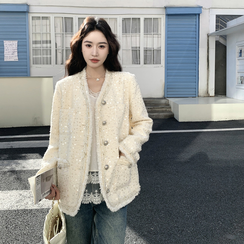 【新款】白色亮片气质款小香外套B208-268005-P165K289,女装短外套,浙宝208