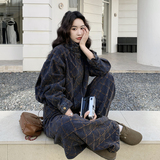 【新款】复古菱格牛仔外套＋阔腿裤B208-268003-P210K329，女装运动套装，浙宝208