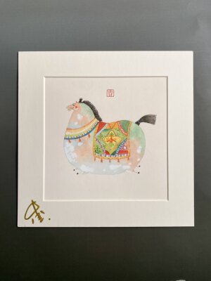 中奎画话原创胖马艺术微喷画卡