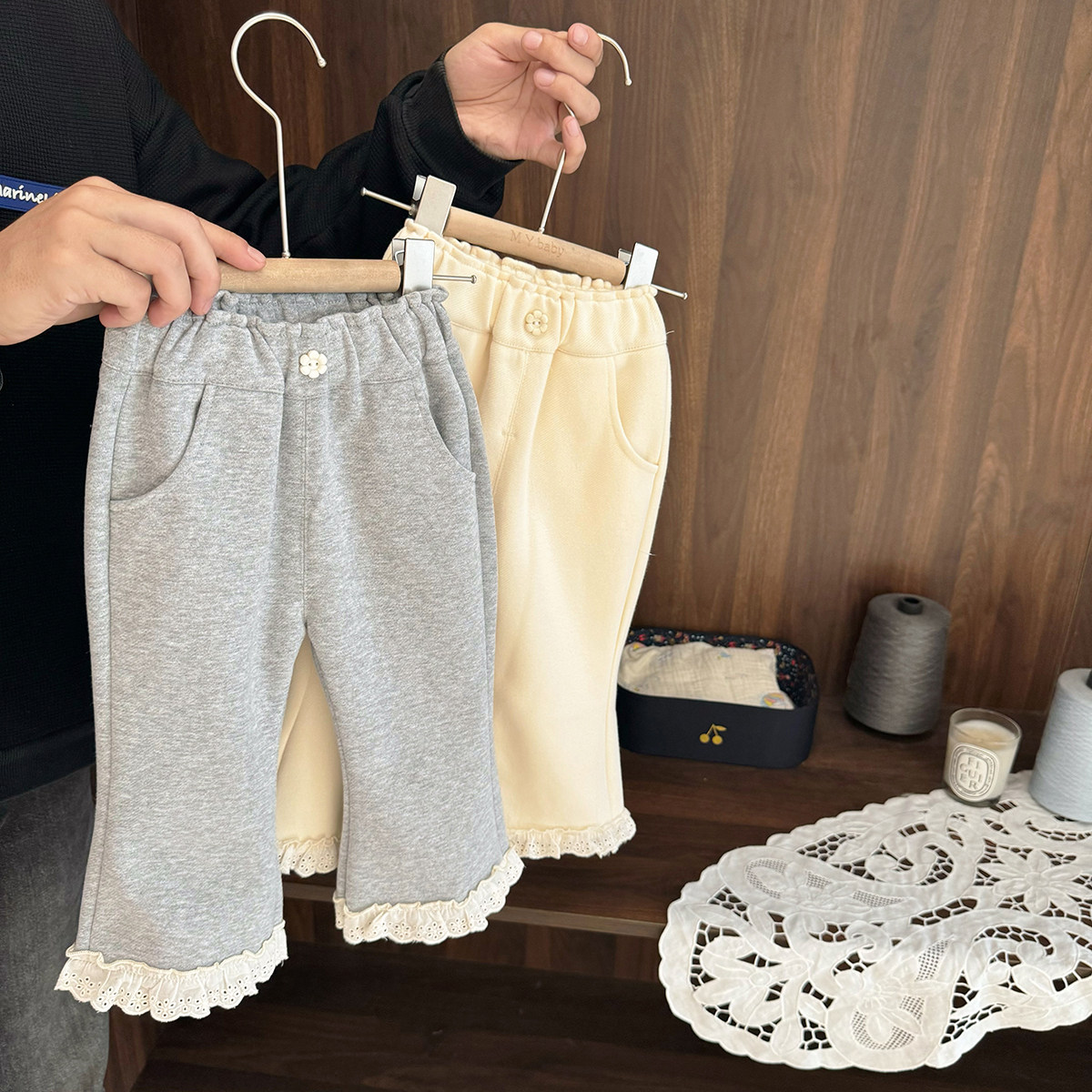女童花边微喇长裤女宝宝秋款外穿百搭休闲卫裤儿童装秋装裤子,童装/婴儿装/亲子装,裤子,淘宝优惠券,粉丝福利购,淘宝优惠卷