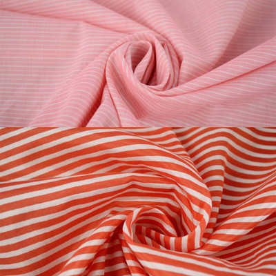 红白色粉白横向条纹100%纯棉布料
