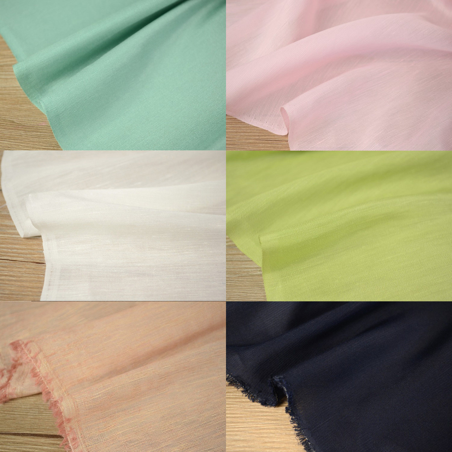 蓝白绿褐黑色丝麻面料 桑蚕丝真丝亚麻交织衬衣连衣裙服装布料