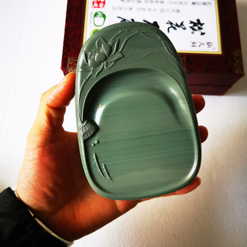 松花砚台5寸精品抄经绿色