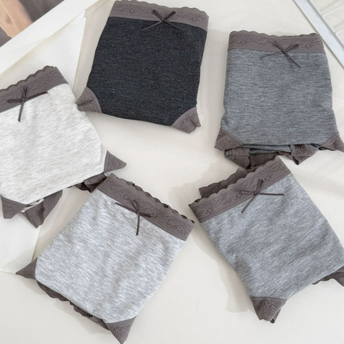 小兰裙R061简约2度灰色系中腰撞色边纯棉底裆舒适莫代尔内裤女