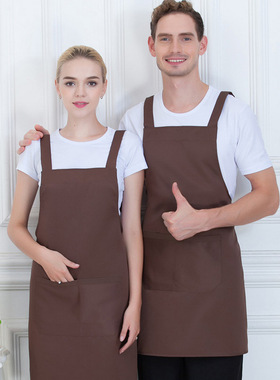 韩版时尚广告围裙定制logo印字奶茶店美甲咖啡店超市服务员工作服