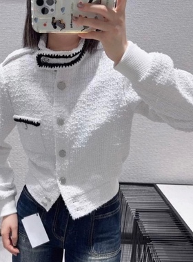 wopp 秋冬ei新款减龄精致高级休闲感高领白色chan小香外套女