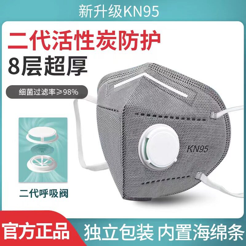 防工业粉尘带阀透气活性炭口罩