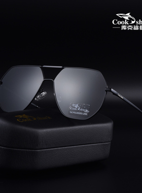 库克鲨鱼新款黑超墨镜男士潮流开车驾驶司机眼镜专用偏光太阳镜男