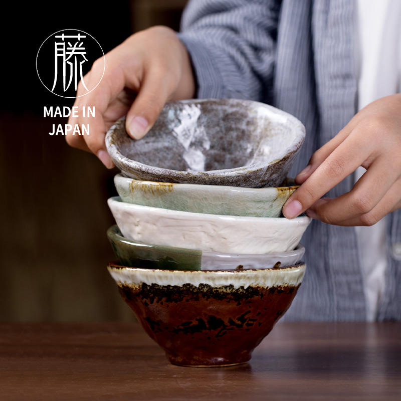 手作侘寂风。日本制匠人手工陶瓷濑户烧斗笠碗饭碗家用复古釉下彩