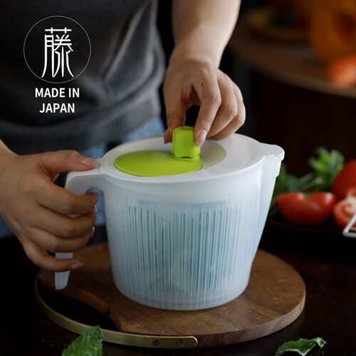 日本进口蔬菜脱水器家用沙拉甩干机手动厨房青菜篮脱水沥水神器