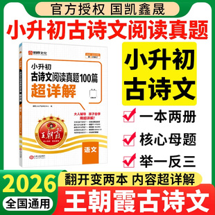 2026王朝霞小升初古诗文阅读真题100篇超详解文言文古文阅读与训练必背全解全练一本通语文阅读真题100篇超详解六年级系统总复习