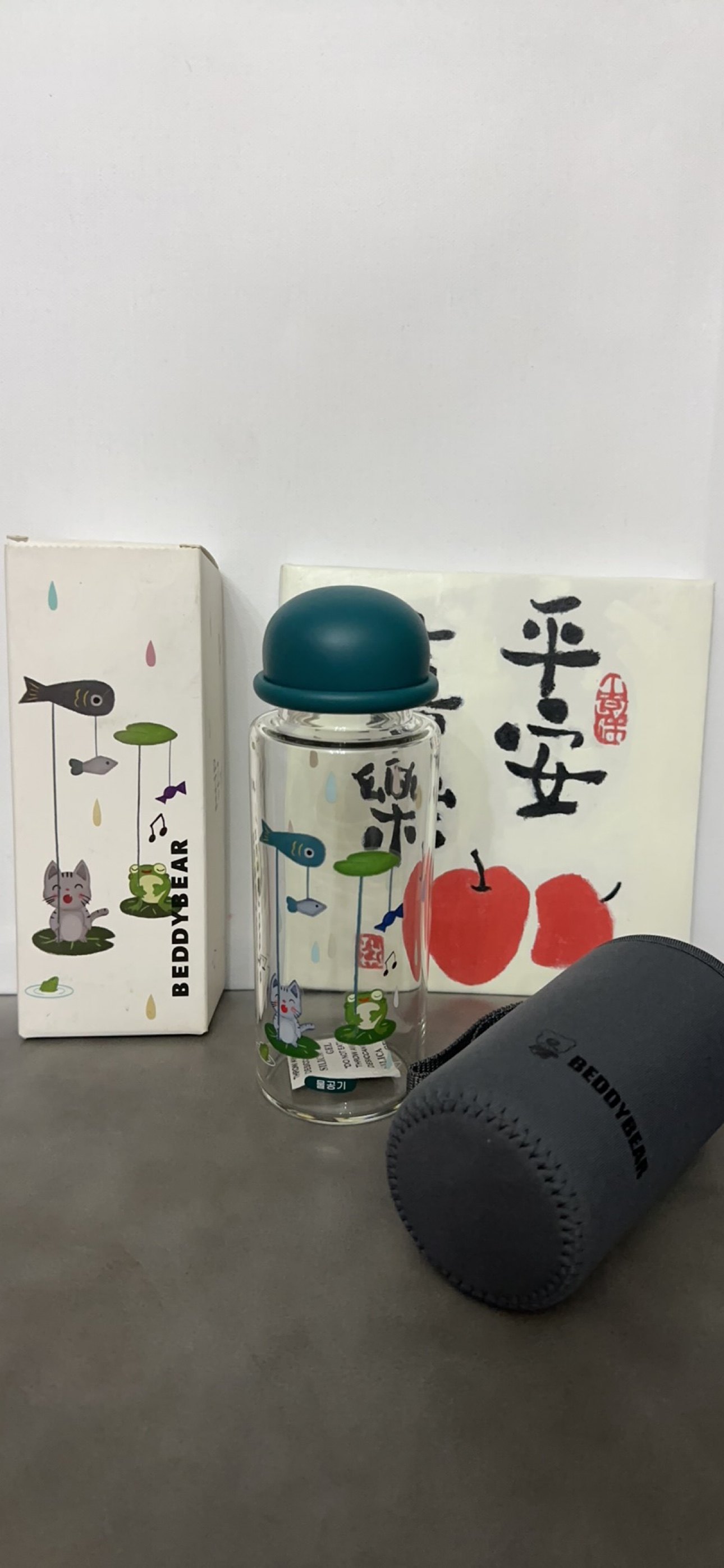 韩国杯具熊新款草帽玻璃杯学生水玻璃杯