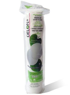 加拿大进口黛珑DELON化妆棉卸妆棉100片 棉花不掉毛不掉絮