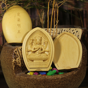 乐清黄杨木雕刻爱染明王佛像檀香木印度小叶紫檀木掌心盒工艺品店