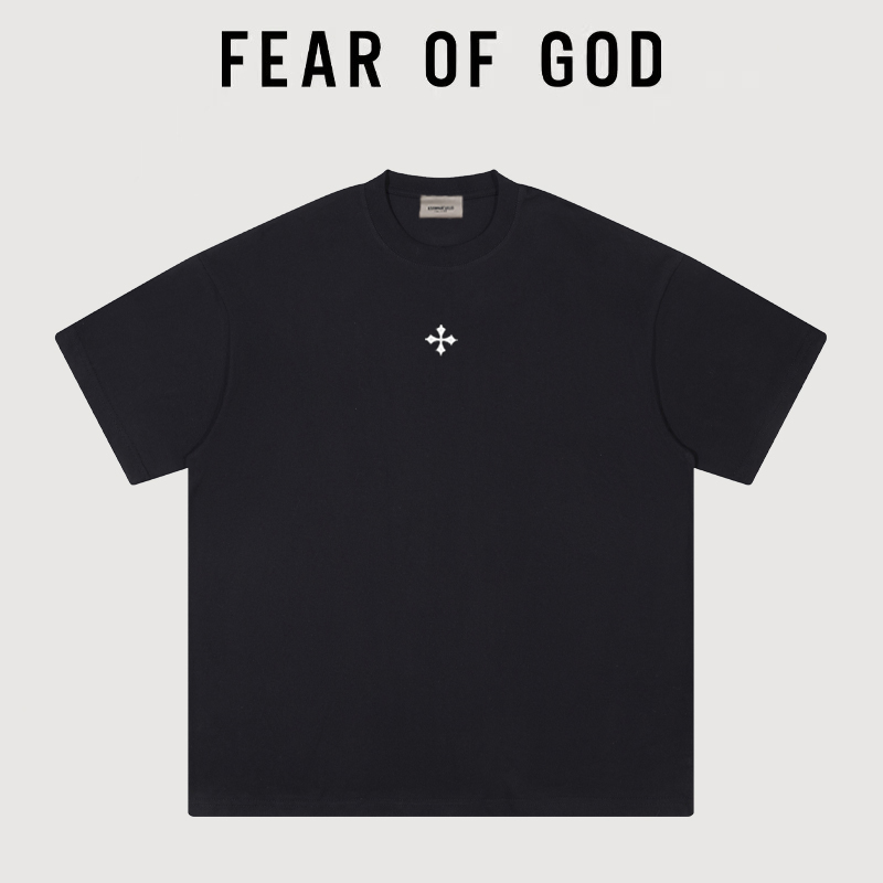 FEAR OF GOD前胸小十字架重磅短袖T恤美式高街宽松百搭情侣上衣潮