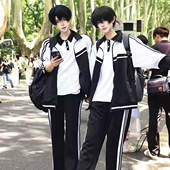 黑白外套动漫全套校服服装 某某 江添盛望cos服三件套男女同款