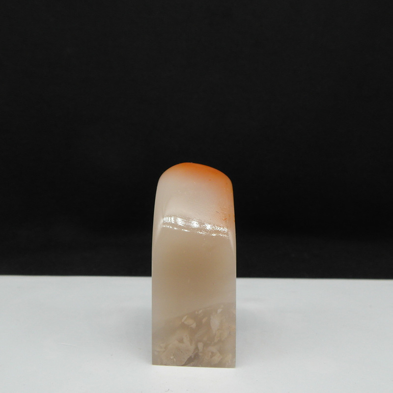 天然印石产地巴林石红花俏冻石印章篆刻石料20*20*50mm