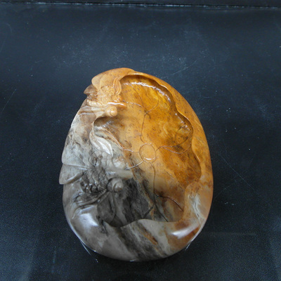 印石巴林石冻石雕件摆件黄花俏色笔洗78*53*24mm