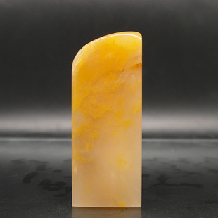 64mm 天然印石章料产地巴林石结晶体水淡黄冻石印章篆刻石料25