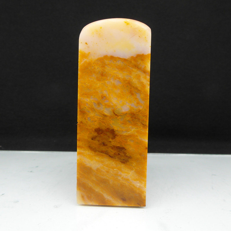 天然印石产地巴林石章料黄中黄冻石印章篆刻石料29*29*82mm