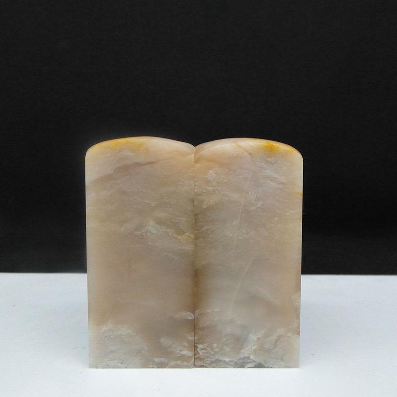 天然印石对章料巴林石云水纹冻石印章篆刻石料25*25*55mm*2有裂