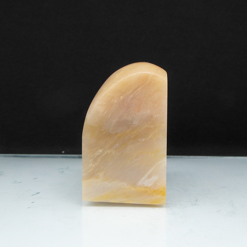 天然印石巴林石萝卜纹淡黄冻石印章篆刻石料29*29*52mm