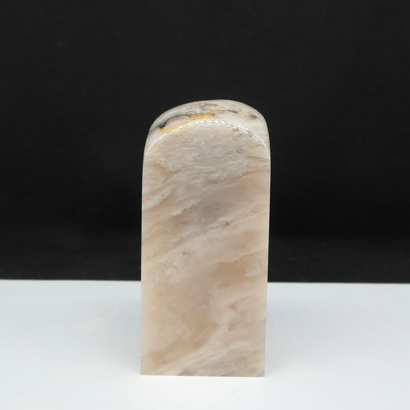 天然印石产地巴林石瓷白云水纹冻石印章篆刻石料29*29*66mm