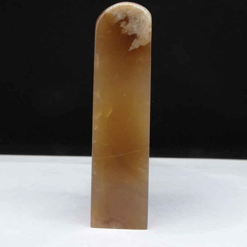 天然印石篆刻石料巴林石结晶体烛光俏色瓷白冻石印章料22*22*85mm