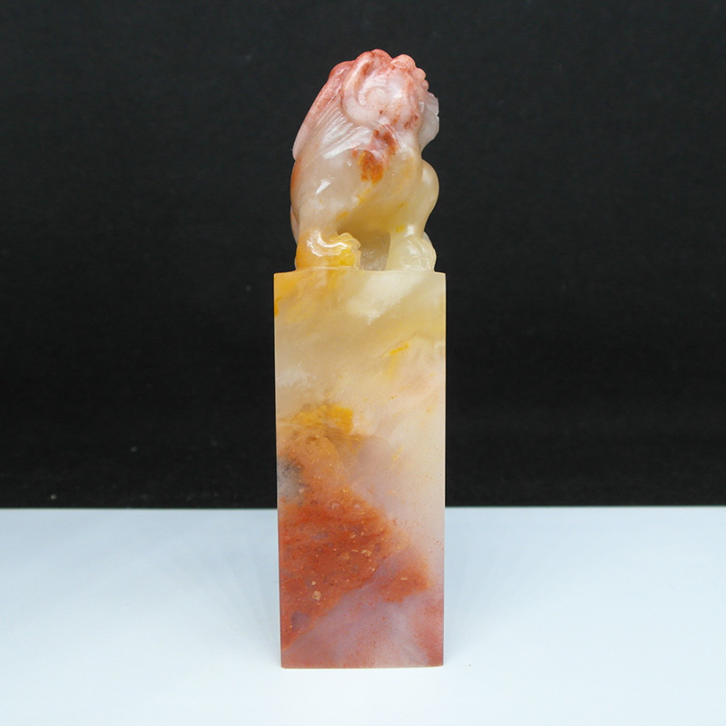 天然印石巴林石章料红芙蓉冻石瑞兽雕钮印章篆刻石料