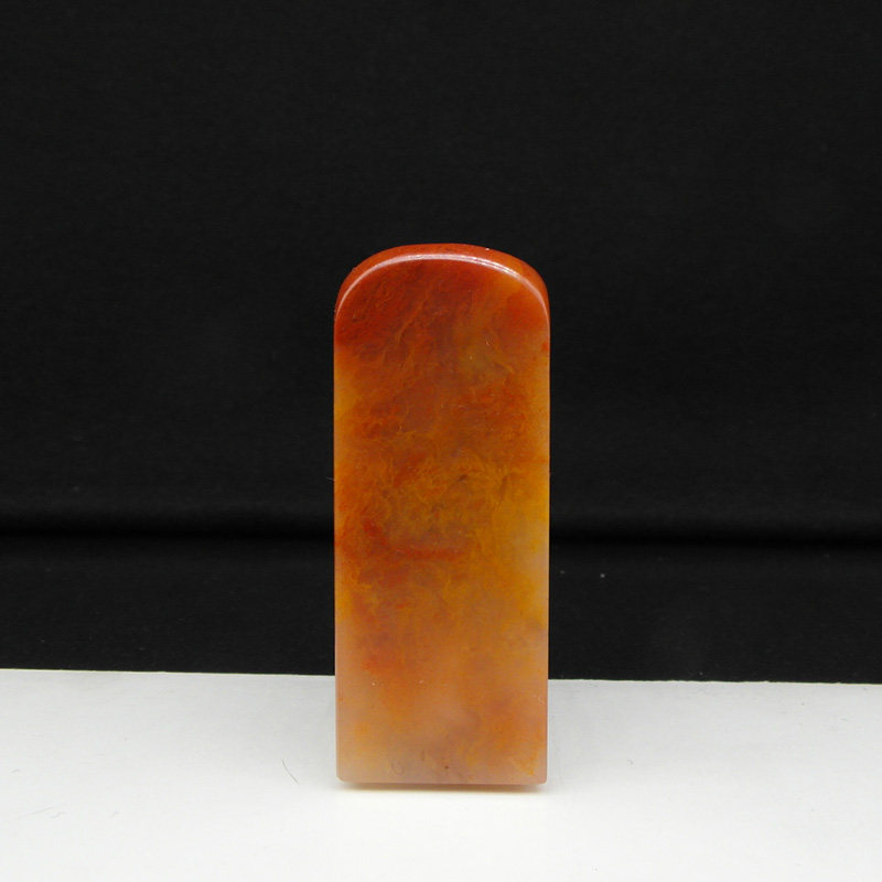 天然印石产地巴林石印章料篆刻石料橘柚黄冻石23*23*69mm