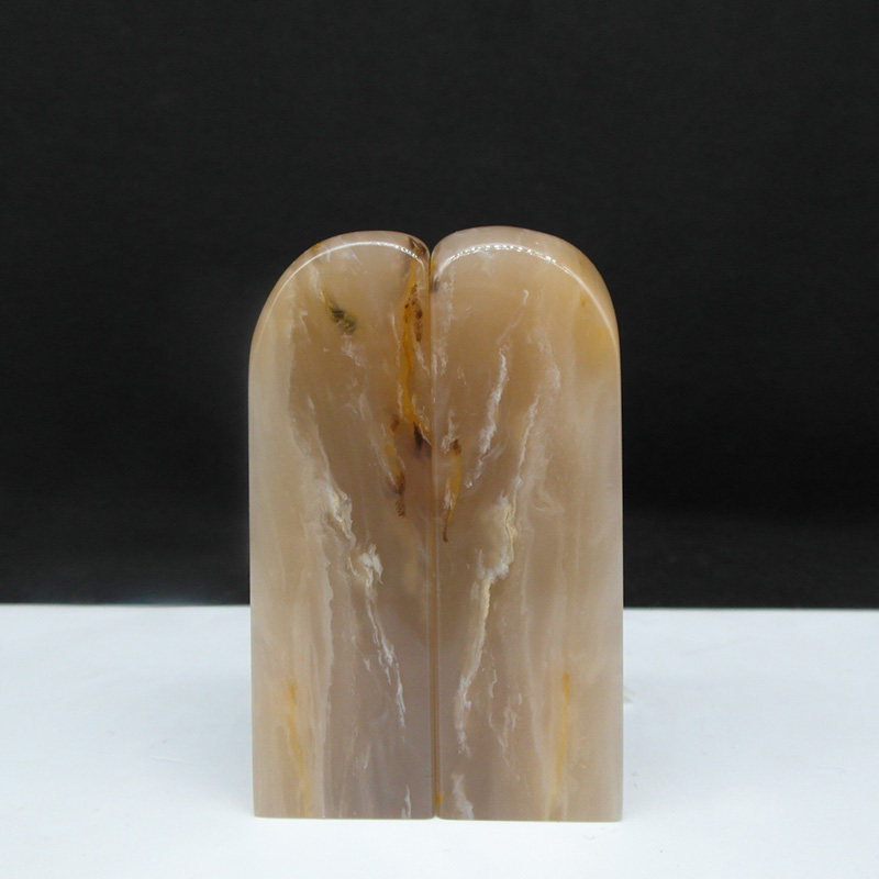 天然印石对章料巴林石结晶体云水纹冻石印章篆刻石料19*19*62mm*2