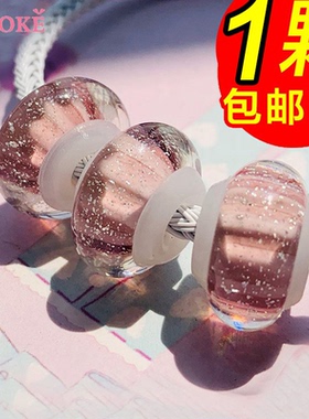 3D硬金配珠硅胶绿色琉璃珠diy饰品 适用于搭配周生生大福黄金散珠