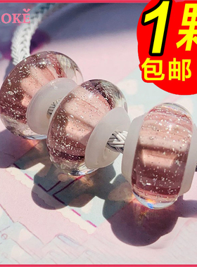 3D硬金配珠硅胶绿色琉璃珠diy饰品 适用于搭配周生生大福黄金散珠