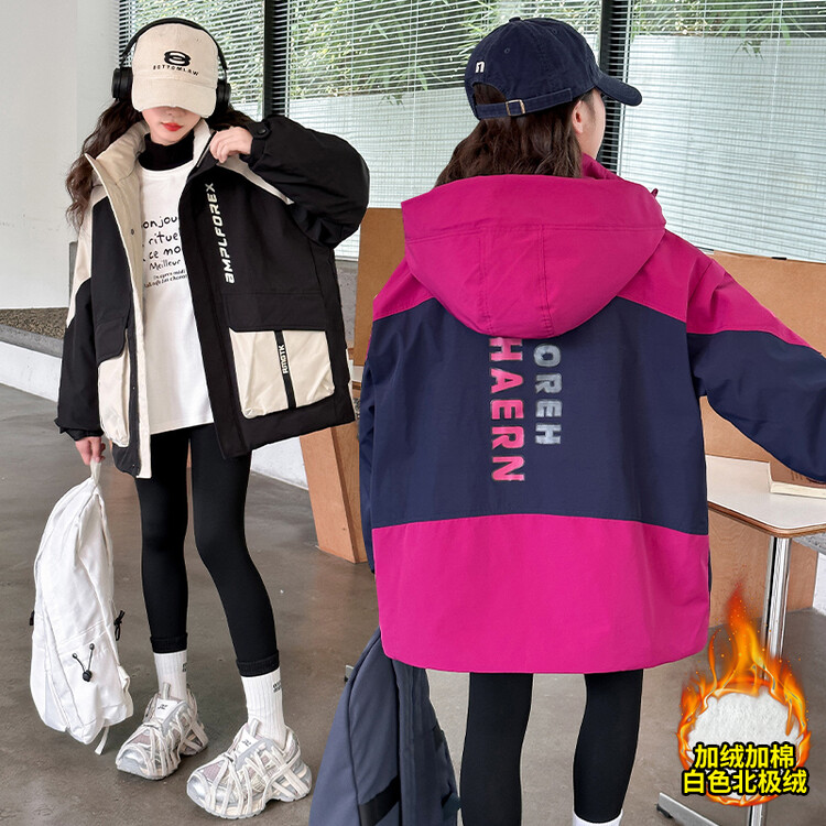 女童棉服外套冬装2025新款洋气女孩大童加厚派克服秋冬季儿童棉衣