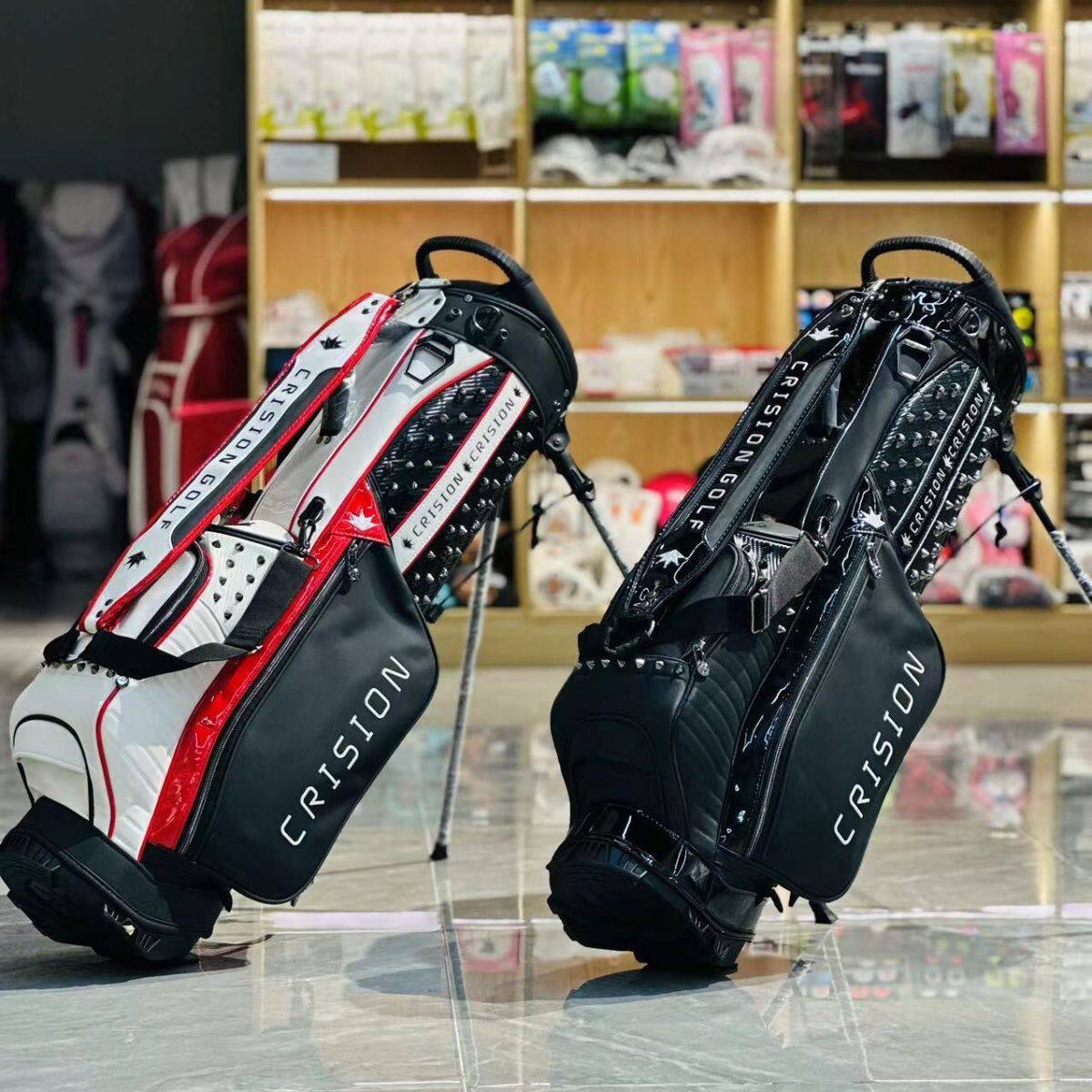 韩国新款CRISION高尔夫球包单肩支架包时尚铆钉支架包golf装备包