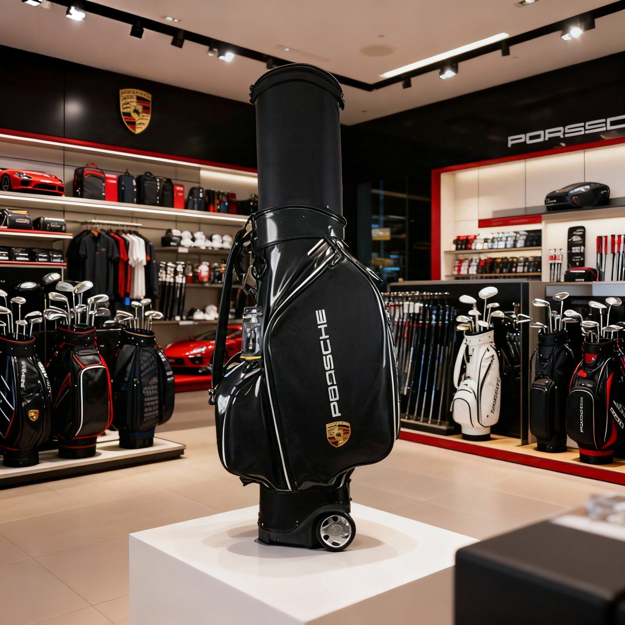 高尔夫伸缩航空包,高档水晶PU防水高尔夫装备包,两轮高尔夫球包