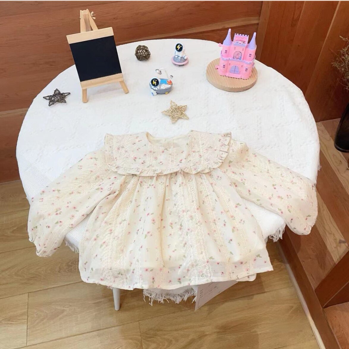 女童甜美碎花娃娃领衬衫春秋新款衬衫
