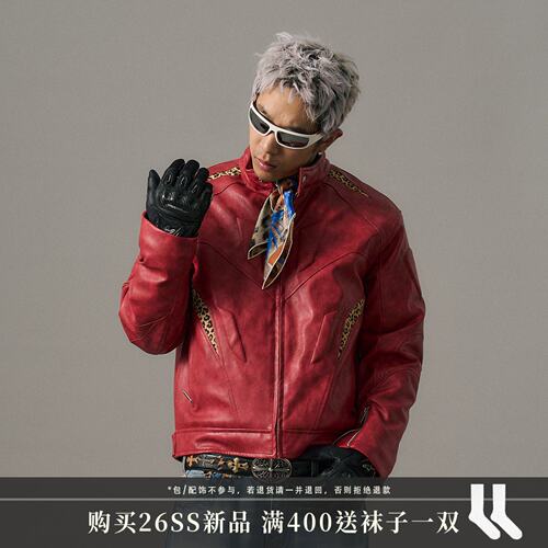 【年终 粉丝福利】s45 豹纹拼皮结构夹克机车服外套男士冬季上衣