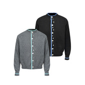 男女款 s45撞色贝母扣开衫 毛衣复古高级感圆领小高领针织衫 上衣