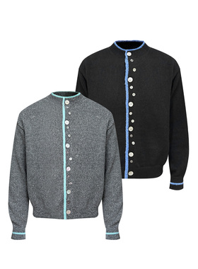 s45撞色贝母扣开衫毛衣复古高级感圆领小高领针织衫男女款上衣