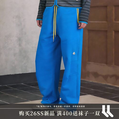 s45压胶撞色双褶解构设计运动休闲通勤卫裤