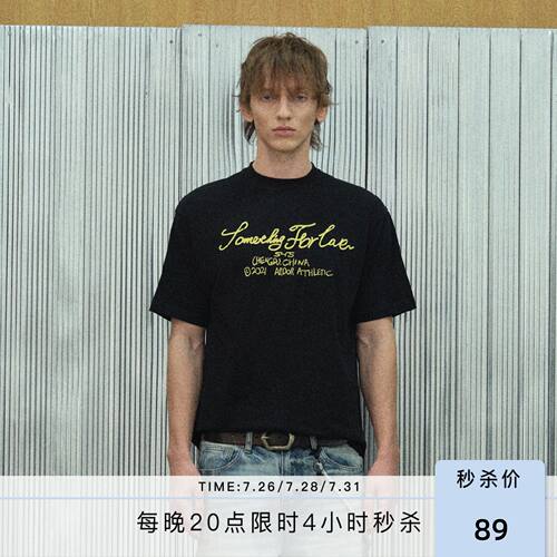 S45手写标语短袖T恤宽松印花