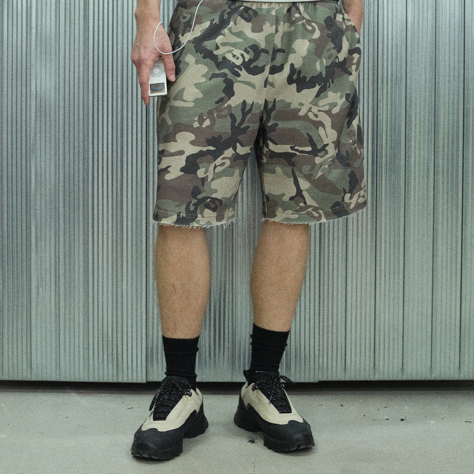 s45 重磅毛圈迷彩短裤可调松紧抽绳休闲夏季直通潮流宽松五分裤